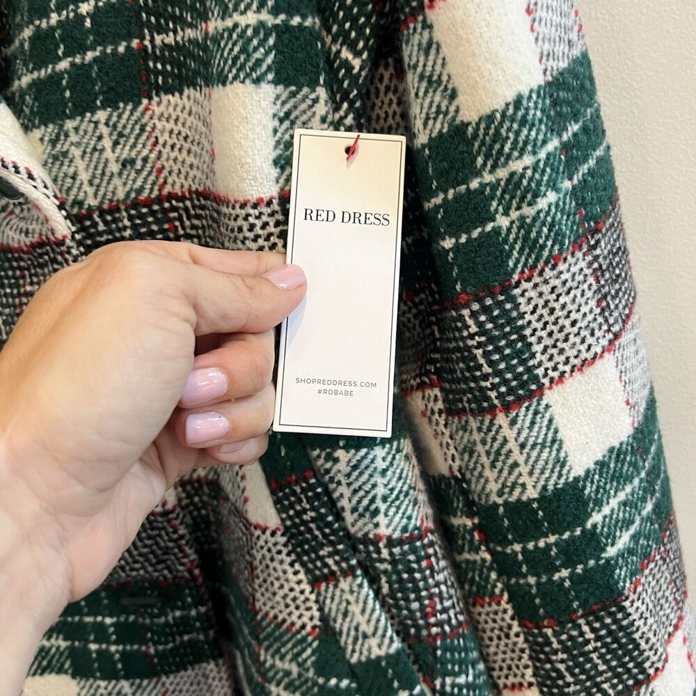 Aura Green Tartan plaid double-breasted peacoat jacket Women's Small Preppy Chic - Picture 5 of 10